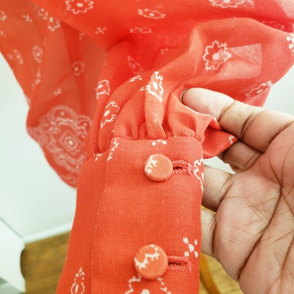 Vintage Red Long Sleeve Pointed Collar Button Down Shirt Blouse by … - Picture 4 of 9